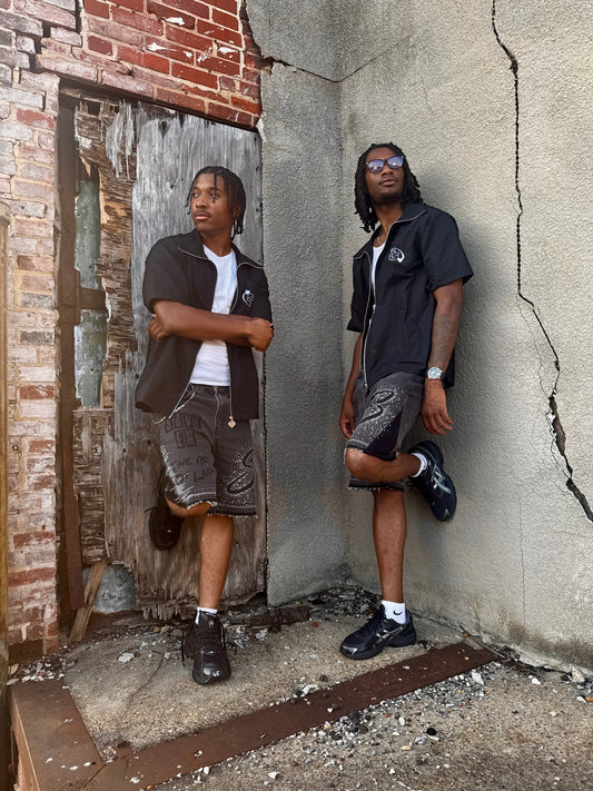 SAVE SOULS SAVE EM RHINESTONE JORTS