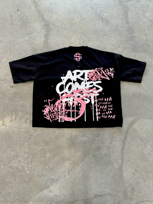Pink panther art come first t-shirt