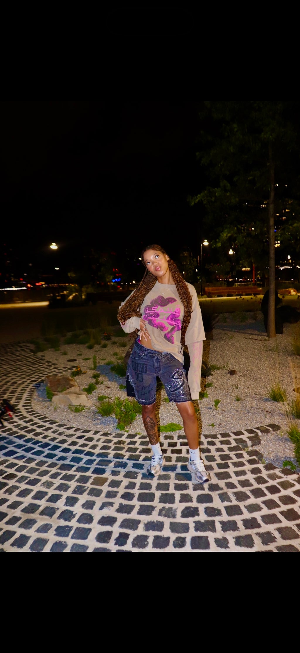 SAVE SOULS SAVE EM RHINESTONE JORTS