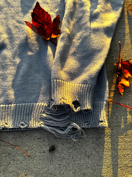 Distressed knitted crewneck