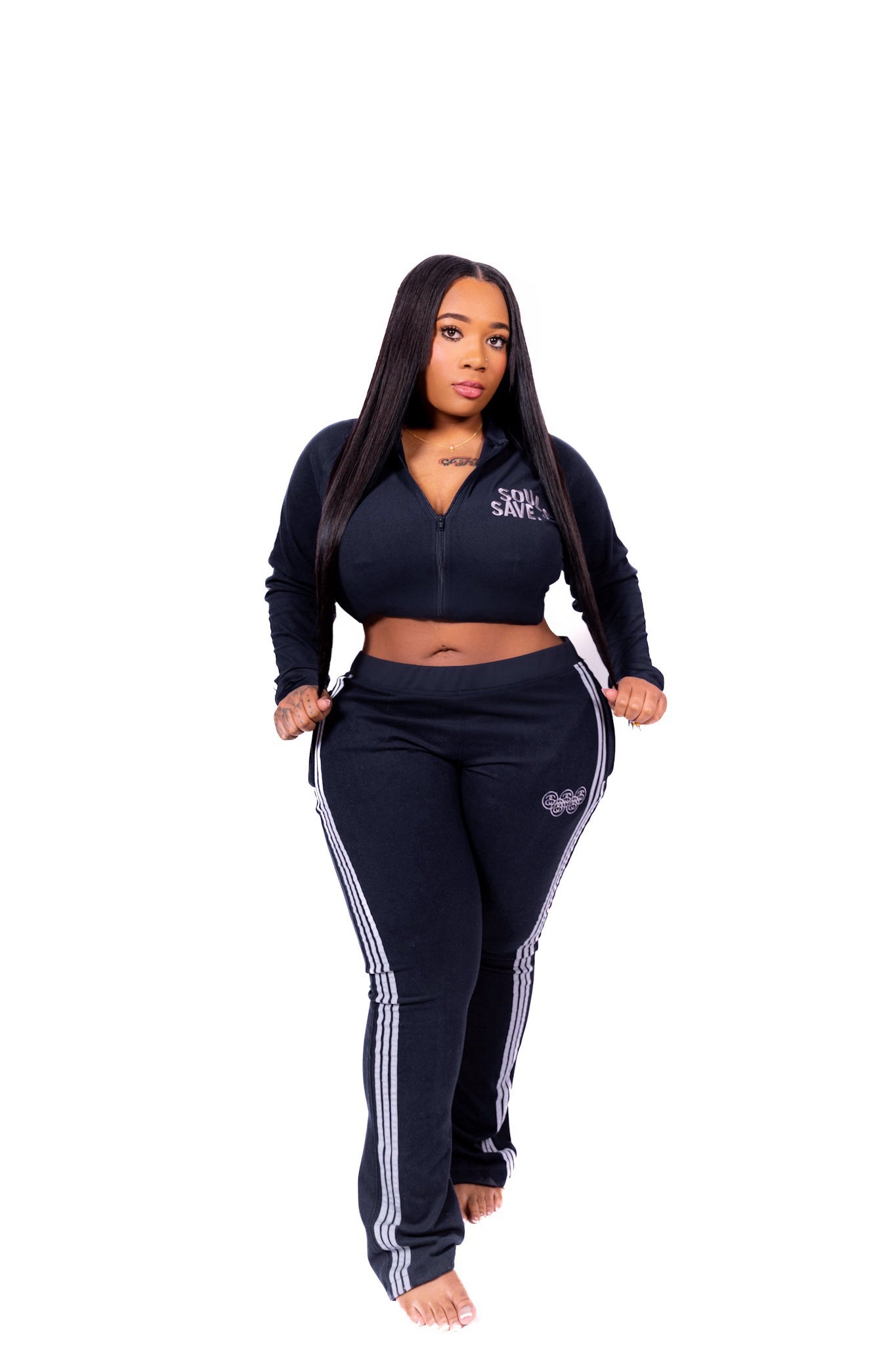 SAVESOULS VELOUR TRACK JACKET (GREY)