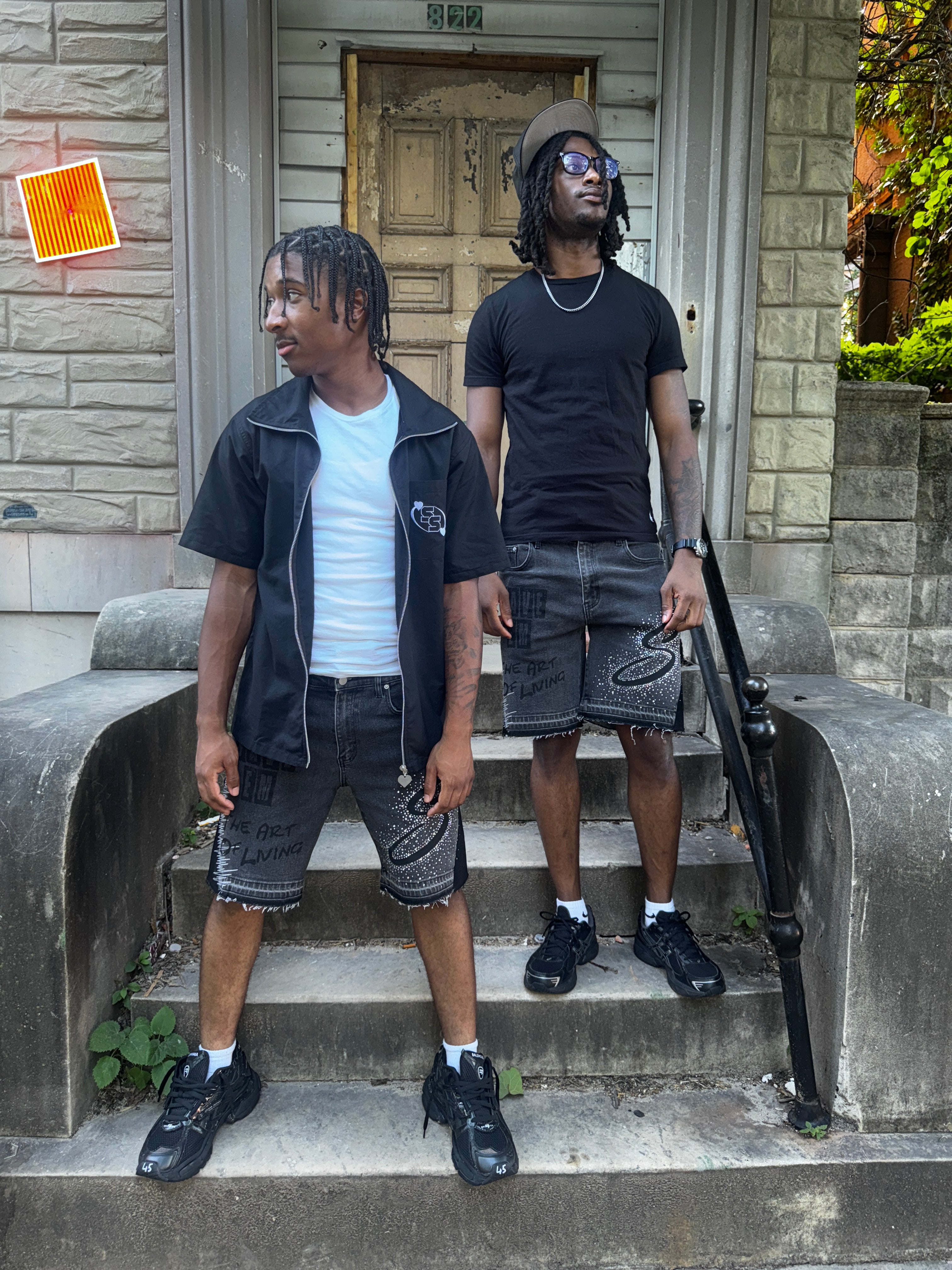 SAVE SOULS SAVE EM RHINESTONE JORTS