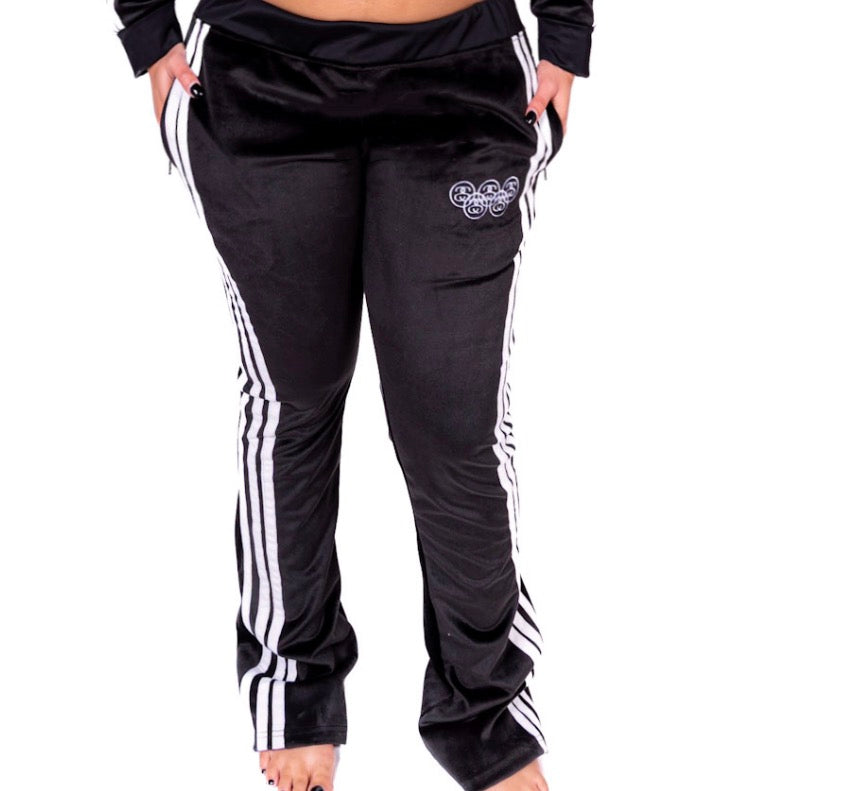 SAVESOULS VELOUR TRACK PANTS (BLACK)